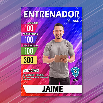 Cromo Personalizado para Entrenadores | Regalo único de fin de temporada